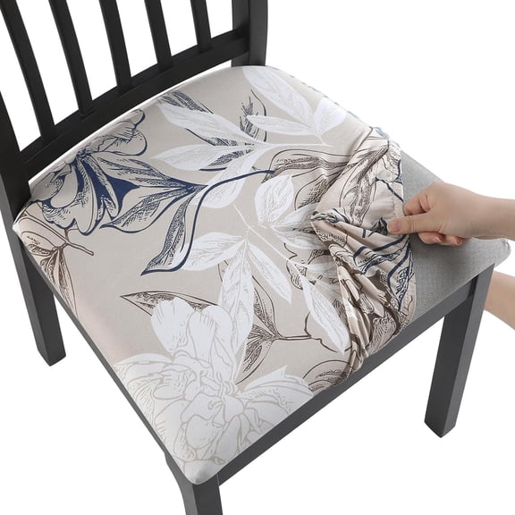 Dining Chair Seat Covers Set of 4, Stretch Printed Seat Covers for Dining Room Chairs, Soft Removable Chair Seat Protector Seat Cushion Slipcovers for Kitchen, Office