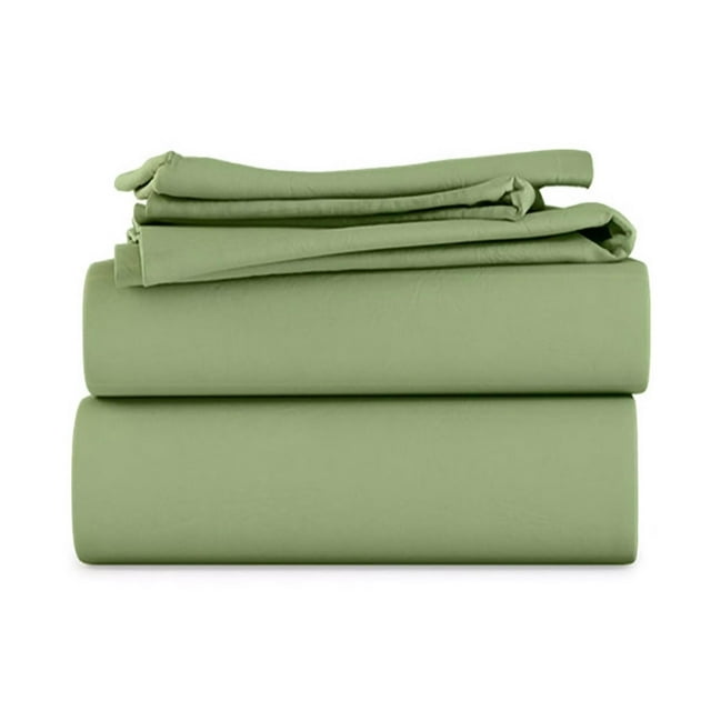LuckShree Split California King Size 5-PC Sheet Set - 1000-TC Giza Cotton 20" Extra Deep Pockets - Sage Color