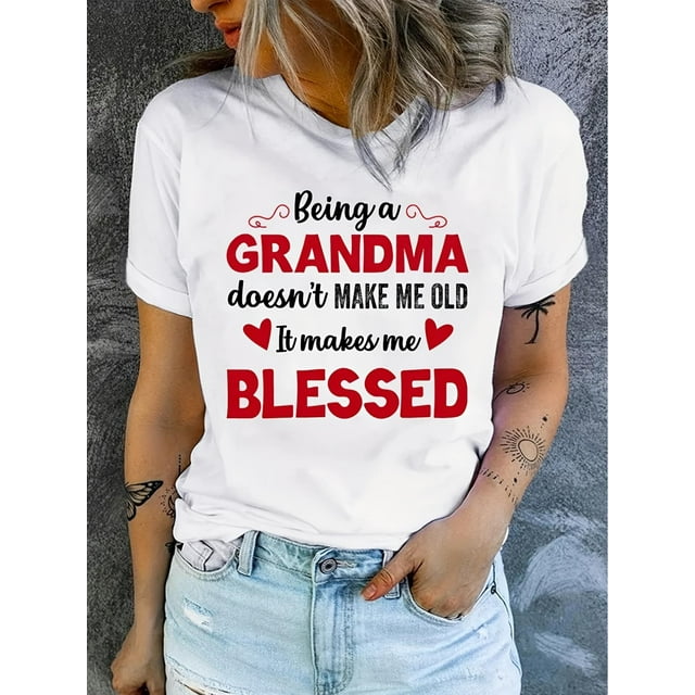 Elegante camiseta de cuello redondo con estampado de letras en tallas grandes. Camisetas de talla grande con mangas cortas, ropa informal para primavera y verano. Ropa cómoda para climas cálidos. Para