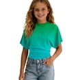 thumbnail image 4 of Girls Tshirts Summer Tops Short Sleeves Solid Color Tees Casual Crew Neck Basic Tees for Kids Green 3-4years, 4 of 6
