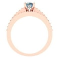 thumbnail image 4 of 0.85 ct Brilliant Round Cut Blue Moissanite 18K Rose Gold Solitaire with Accents Engagement Bridal Wedding Ring Band Set size 8.25, 4 of 7