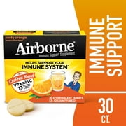 Airborne 1000mg Vitamin C Immune Support Effervescent Tablets, Zesty Orange, 30 Count