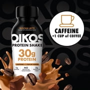 Oikos 30g Protein Shake, Mocha Latte, Shelf Stable, 12 fl oz, 4 Count Bottles