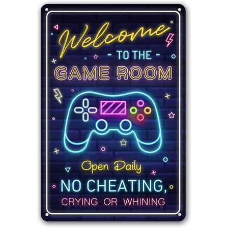 Welcome to the Game Room Sign - Cool Gaming Decor Gifts for Boys and Teens | Perfect Game Room Accessories and Decor, 12 x 8 Inch