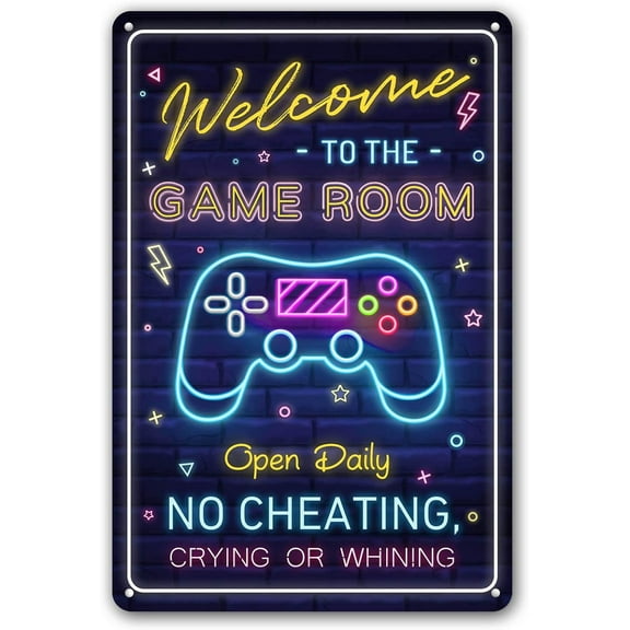 Welcome to the Game Room Sign - Cool Gaming Decor Gifts for Boys and Teens | Perfect Game Room Accessories and Decor, 12 x 8 Inch