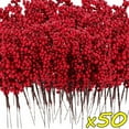 thumbnail image 2 of Christmas Artificial Berries Stem Red Holly Berry Fake Flowers Plant for Xmas Tree New Year Party Home Decor Ornament, 2 of 10