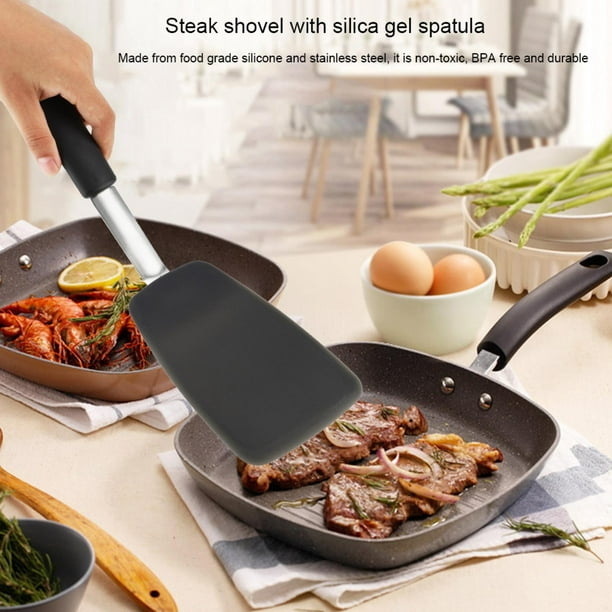Spatule de wok en silicone, antiadhésive et flexible avec poignée