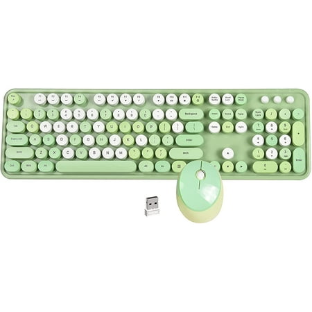 Wireless Computer Keyboards Mouse Combos Set, Colored Retro Round ...