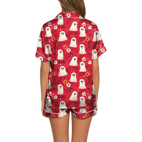 Womens Pajama Sets Halloween Printed Short Sleepwear Loungewear Nightwear Nightclothes Homewear