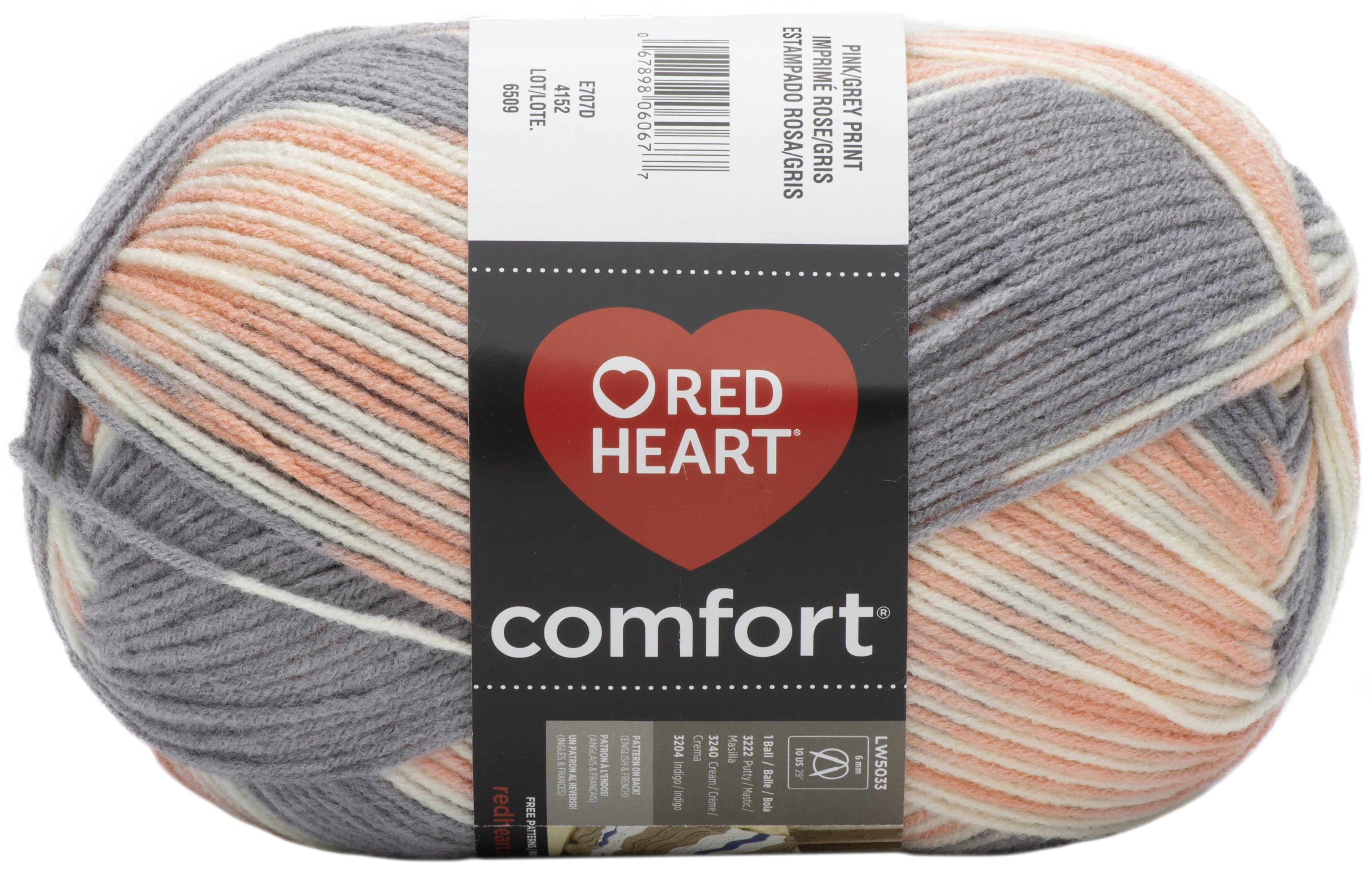 Red Heart Comfort Yarn-Pink & Grey Print - Walmart.com