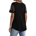 thumbnail image 7 of SWQZVT V Neck T Shirts for Women Lace Short Sleeve Curved Hem Tops Loose Fit Blouses Casual Work Shirts Summer Tops, 7 of 7