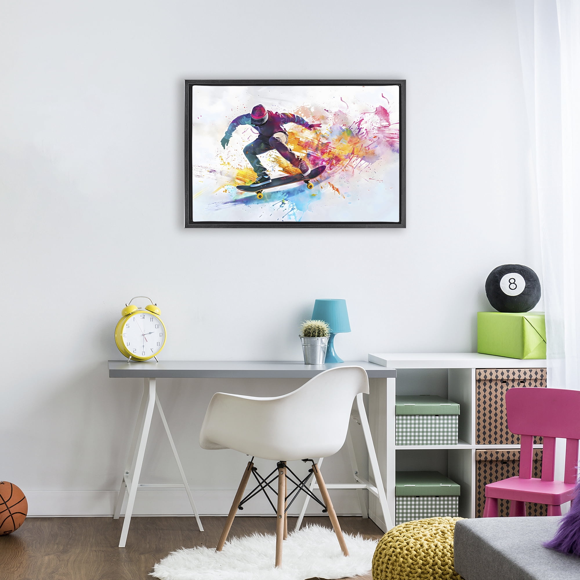 Stupell Industries Skateboarder in Motion Black Framed Floater Canvas Wall Art, design by Creative Studio