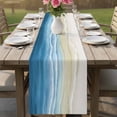 thumbnail image 4 of Haze Blue Summer Beach Table Runner 60 Inches, Nautical Coastal Beige Seaside Bed Runner Dresser Scarves Tabletop for Indoor Outdoor Parties/Ceremony/Banquet, 13" x 60", 4 of 8