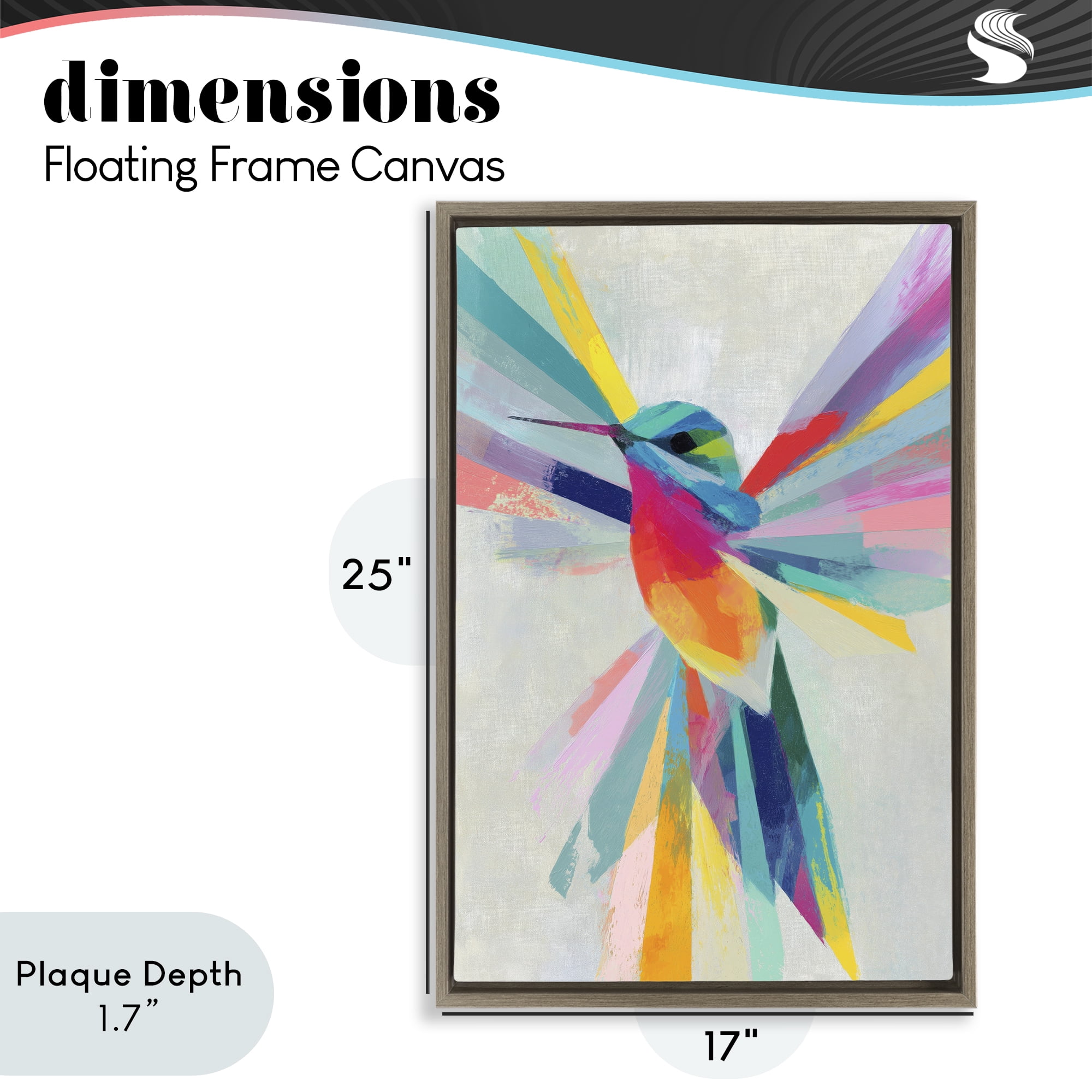 Stupell Industries Rainbow Winged Hummingbird Brown Framed Floater Canvas Wall Art, design by Chromatic Storm Studio
