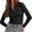 Black, variant on Long Sleeve Solid Color Women V-neck Slim Fit Polo Shirt