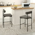 thumbnail image 2 of Costway 26" Upholstered Bar Stools Set of 2 with Padded Cushion & Backrest Footrest Gray, 2 of 9