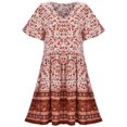thumbnail image 3 of Vestido de mujer Gibobby con Cuello en V Manga corta estampado Floral vacaciones en la playa (Rojo,G), 3 of 5