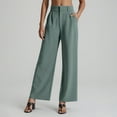 thumbnail image 2 of Pantalones de vestir de cintura alta y pierna ancha para mujer - Pantalones de trabajo con pliegues, elástico en la parte trasera y bolsillos laterales, 2 of 5