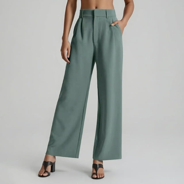 Pantalons Larges pour Femmes, Pantalons de Travail Décontractés Taille Haute, Pantalons Fluides, Pantalons Décontractés pour Femmes, Pantalons Amples Taille Haute pour Femmes