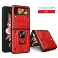 thumbnail image 1 of Multi-Functional Heavy Duty Case for Samsung Galaxy Z Flip 4, Multi-Layers Rugged PC Soft TPU Hybrid Ring Stand Camera Lens Sliding Cover with Card Slot Holders Magnetic Car Mount Case, Red, 1 of 10