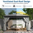 thumbnail image 5 of 10'x12' Outdoor Gazebo Tent with Double Roofs, Patio Gazebo with Mosquito Netting, Patio Canopy for Backyard, Garden, Lawn and Deck,Grey, 5 of 7