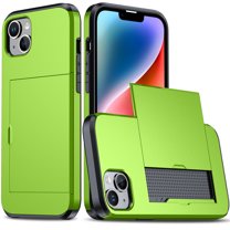 Compatible with iPhone 15 Plus Case, Wallet Cover Credit Card Holder Slot Sliding Back Pocket Anti-Scratch Dual Layer Protective Case Cover for iPhone 15 Plus, Green
