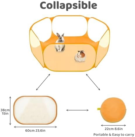 Small Animal Playpen, Pop-Up Portable Play Yard for Guinea Pigs, Rabbits, Hamsters, Hedgehogs, Foldable Exercise Fence with Breathable Mesh for Indoor Outdoor Use