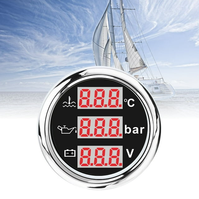 3 in 1 Instrument Sensor Kit, Engine Coolant Temperature Oil Pressure Meter 12V Volt Gauge for Car Boat 52mm Digital Safe Alert