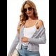thumbnail image 2 of Cárdigan de Punto con Cuello en V, Larga y Botones para Mujer, Gris, Talla S, 2 of 9