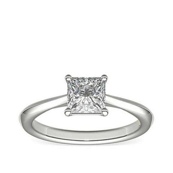 1.00 Carat Latest Design Solitaire Princess Cut Natural Diamond Ring for Engagement Solid 14K White Gold Size 7