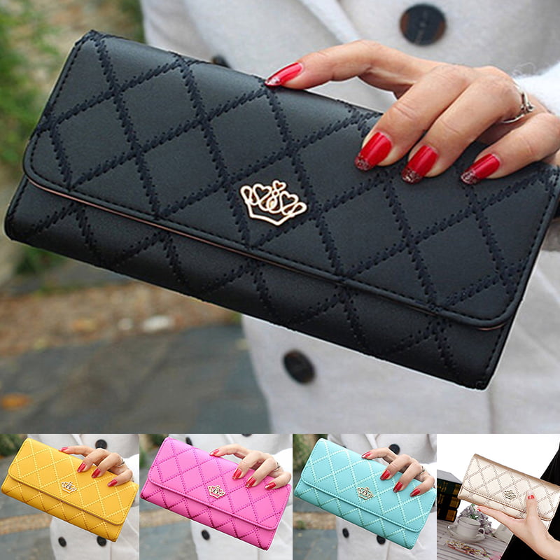Hot mini faux leather women lady purse wallet card holder handbags Bags black 