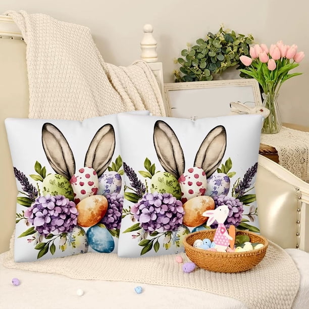 Decoraciones de Pascua, adornos de Pascua, regalos de Pascua, funda de almohada de Pascua de 17,71 x 17,71 pulgadas para decoraciones de Pascua, decoraciones navideñas, fundas de almohada para el hoga