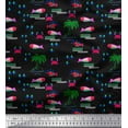 thumbnail image 1 of Soimoi Black Rayon Fabric Palm Tree,Crab & Fish Ocean Print Fabric by Yard 56 Inch Wide, 1 of 3
