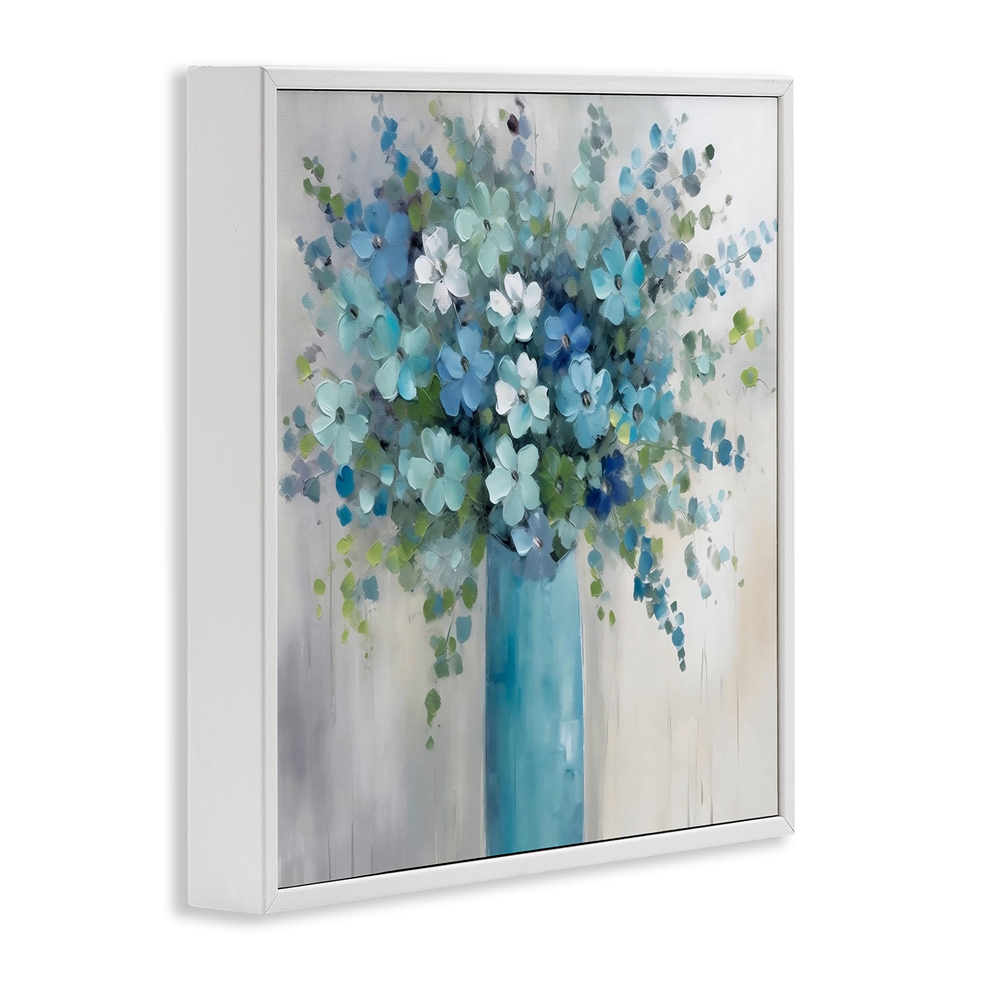 Stupell Industries Indigo Bouquet in Blue Vase White Framed Giclee Art, design by Creative Studio
