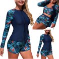 thumbnail image 2 of Erwazi Womens 3 Piece Surfing Wetsuit Printed Open Back Bikini Bathing Suit Boyshort Swimsuit Set with Zip Up Cover Up, 2 of 8