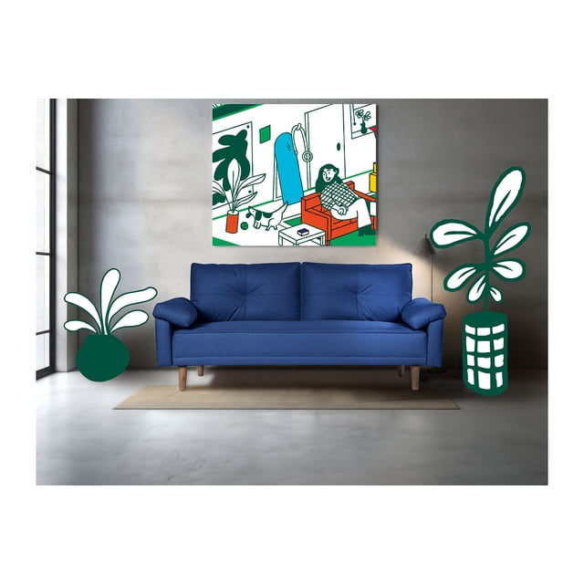 Sofá Cama de Lino Azul Modelo Mandela Makora