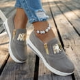 thumbnail image 4 of Platform Sneakers for Women Breathable Round Toe Chunky Bottom Slip on Low Top Side Zipper Flat Comfortable Walking Shoes Gray Size 8.5, 4 of 7