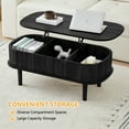 thumbnail image 4 of PHOYAL Wood Lift Top Coffee Table with Storage, Fluted Oval Coffee Table with Hidden Compartments for Living Room, Black, 4 of 8