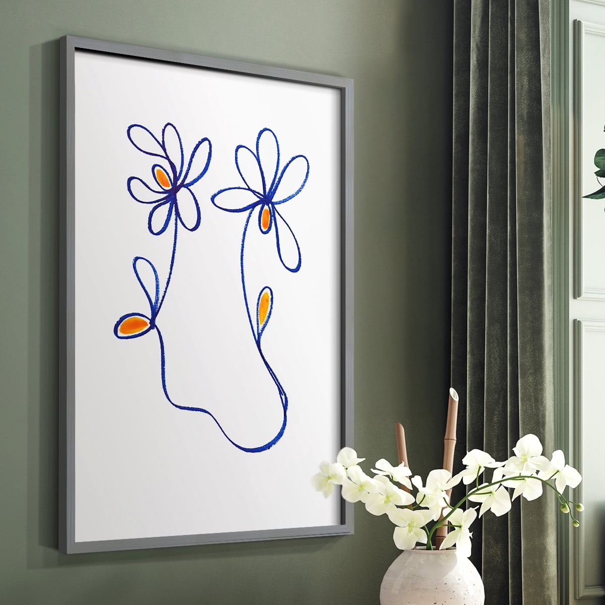 Wobbly Blooms IV Framed Print - Solid Wood in Single Picture Frame Solid Wood 2 Framed Print