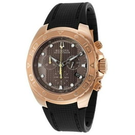 Bulova Men s Maquina Wrist Watch Automatic Black Leather Strap Rose Gold Tone 98A177 Walmart