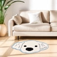 thumbnail image 1 of Cute Puppy Shaped Floor Mat, Bedroom Bathroom Carpet, Polyester Material, White Color, Irregular Design, Soft Flocking, Non-Slip Plastic Backing, Machine Washable, Multifunctional, 1 of 6