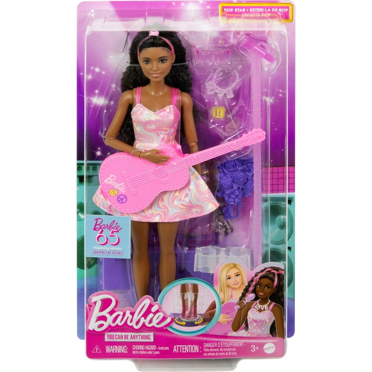 Barbie 65th Anniversary Careers Pop Star Doll & 10 Accessories Including  Stage with Movement Feature
