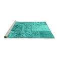 thumbnail image 2 of Ahgly Company Machine Washable Indoor Square Patchwork Turquoise Blue Transitional Area Rugs, 7' Square, 2 of 4