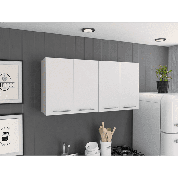 CoSoTower Wall Cabinet, Two Spacious Divisions, Four Doors