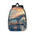 thumbnail image 1 of Easygdp Forest Lake White Horse Mochila Ligera de 15 Pulgadas para Estudiantes, Mochila Cómoda para la Escuela y Viajes, Correas Ajustables, 1 of 6