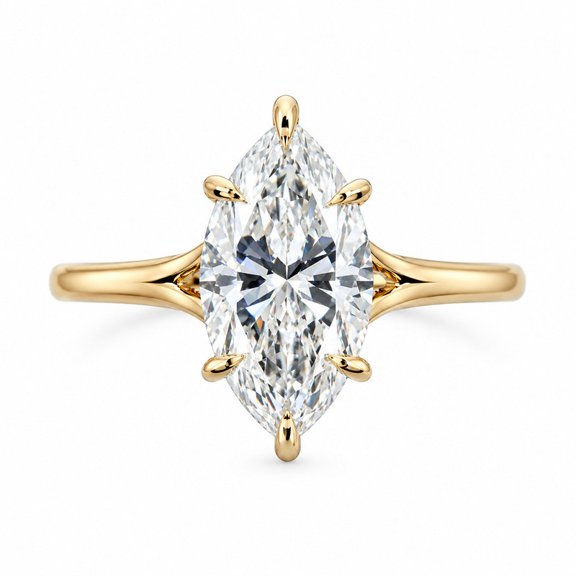 ZELSU JEWELS 2.00 CT Marquise Cut Lab Grown Diamond Split Shank Engagement Ring in Yellow Gold