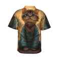 thumbnail image 3 of Daiia Sunflower Meditating Cat Hawaiian Shirt for Men Gentle Cotton Regular Short Sleeve Casual-Medium, 3 of 9