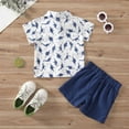 thumbnail image 2 of TAIAOJING Dinosaur Shirt Set Short Sleeved Shorts Blue Small Dinosaur Boys Shirt Set Boys Summer Daily Set Two Piece For 3-4 Years, 2 of 7