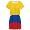 thumbnail image 3 of Flag of Colombia Dress Fashion Beach Short Sleeve Dresses Female Party Printed Sundress, 3 of 7