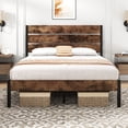 thumbnail image 3 of Fluest Full Size Bed Frame with Headboard and Footboard,Metal Support,No Box Spring Needed, Rustic Brown, 3 of 7